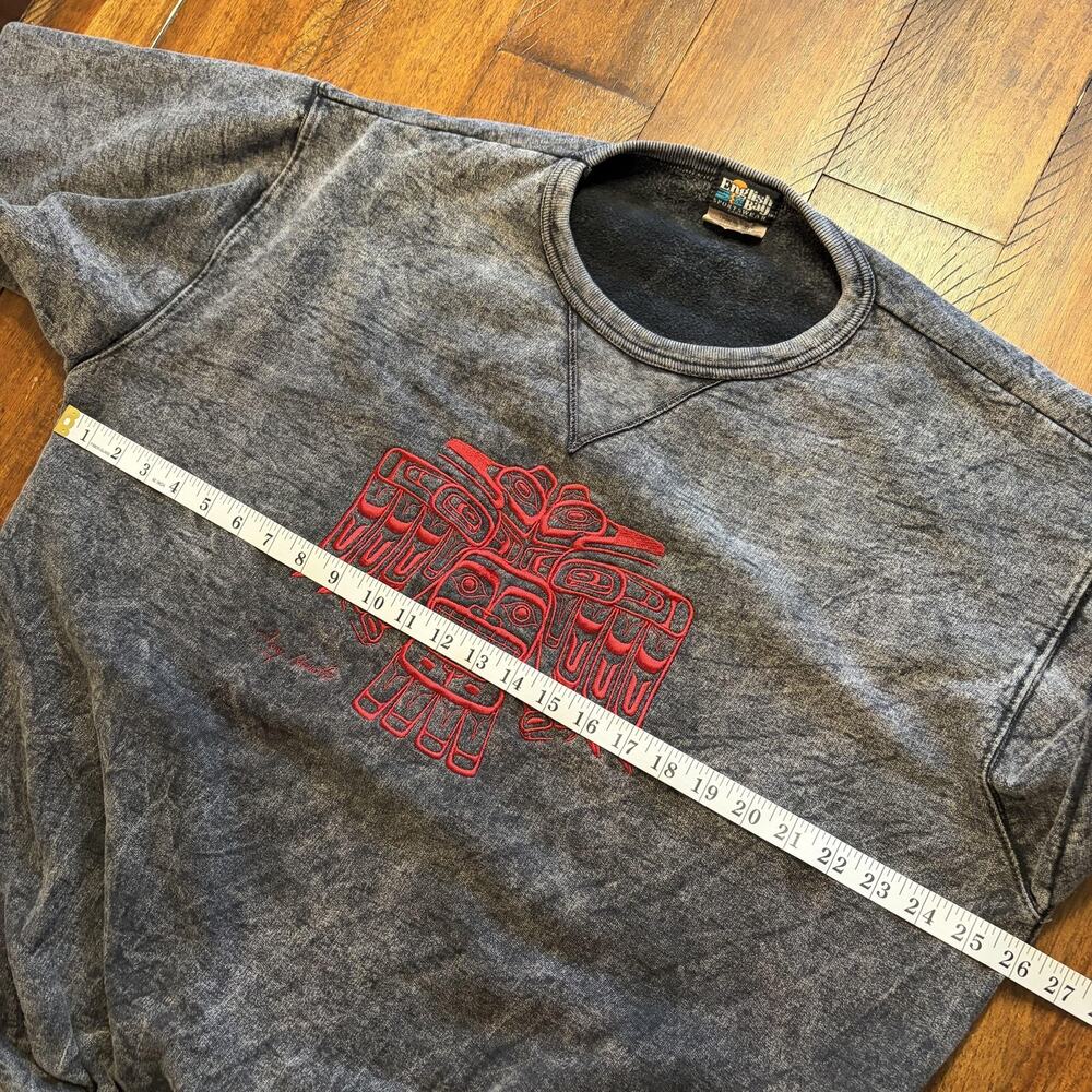 Vintage English Bay Sweatshirt Mens XL Gray Tony Hunt Thunderbird Graphic 90s - Picture 9 of 10